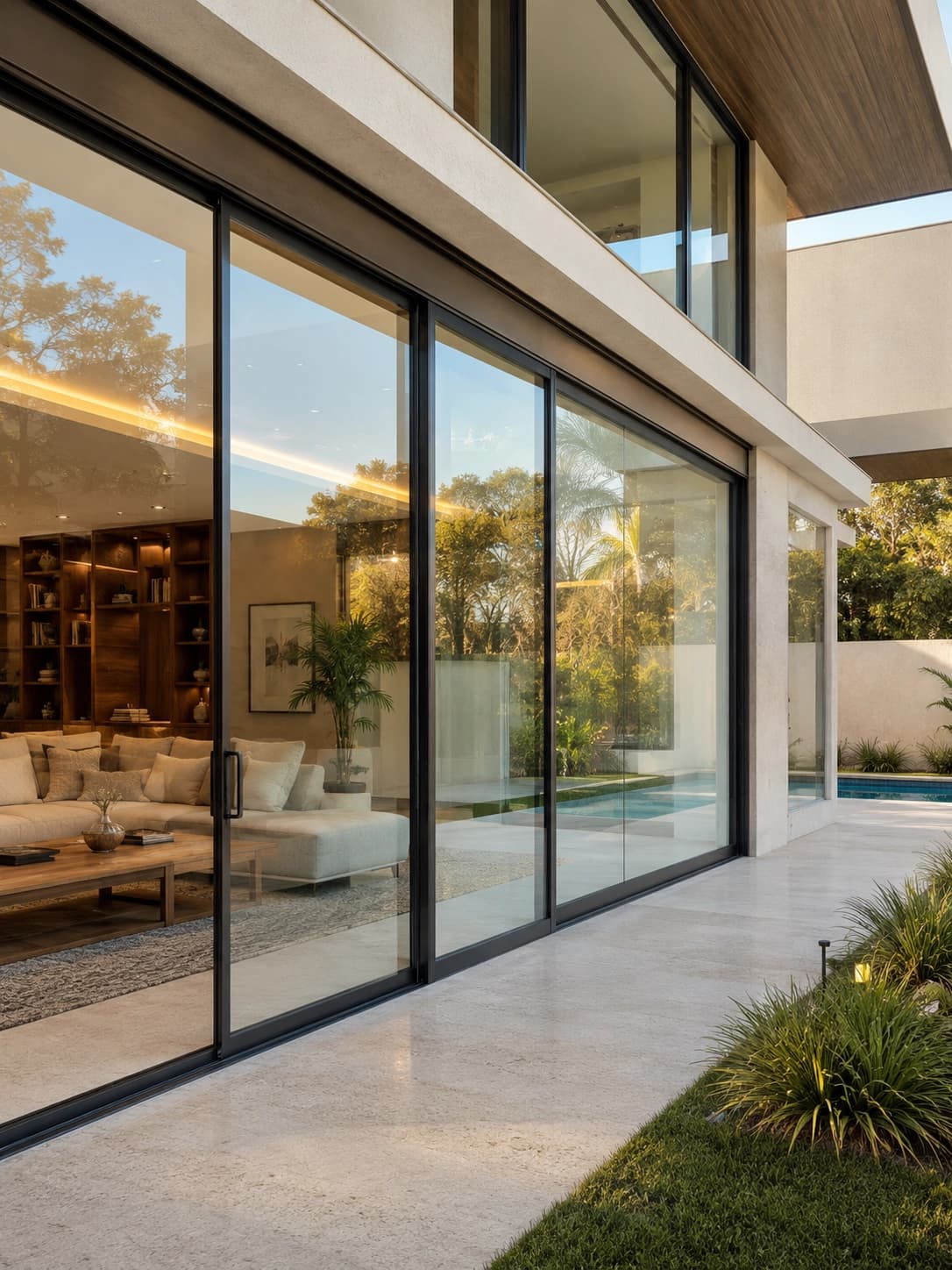Vidro laminado de segurança em aplicação residencial